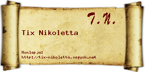 Tix Nikoletta névjegykártya